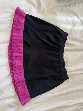 Athletic Black Skirt with Pink Pleated Trim